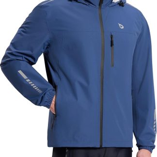 Rain Jacket Waterproof Hood Lightweight Reflective Packable image 1