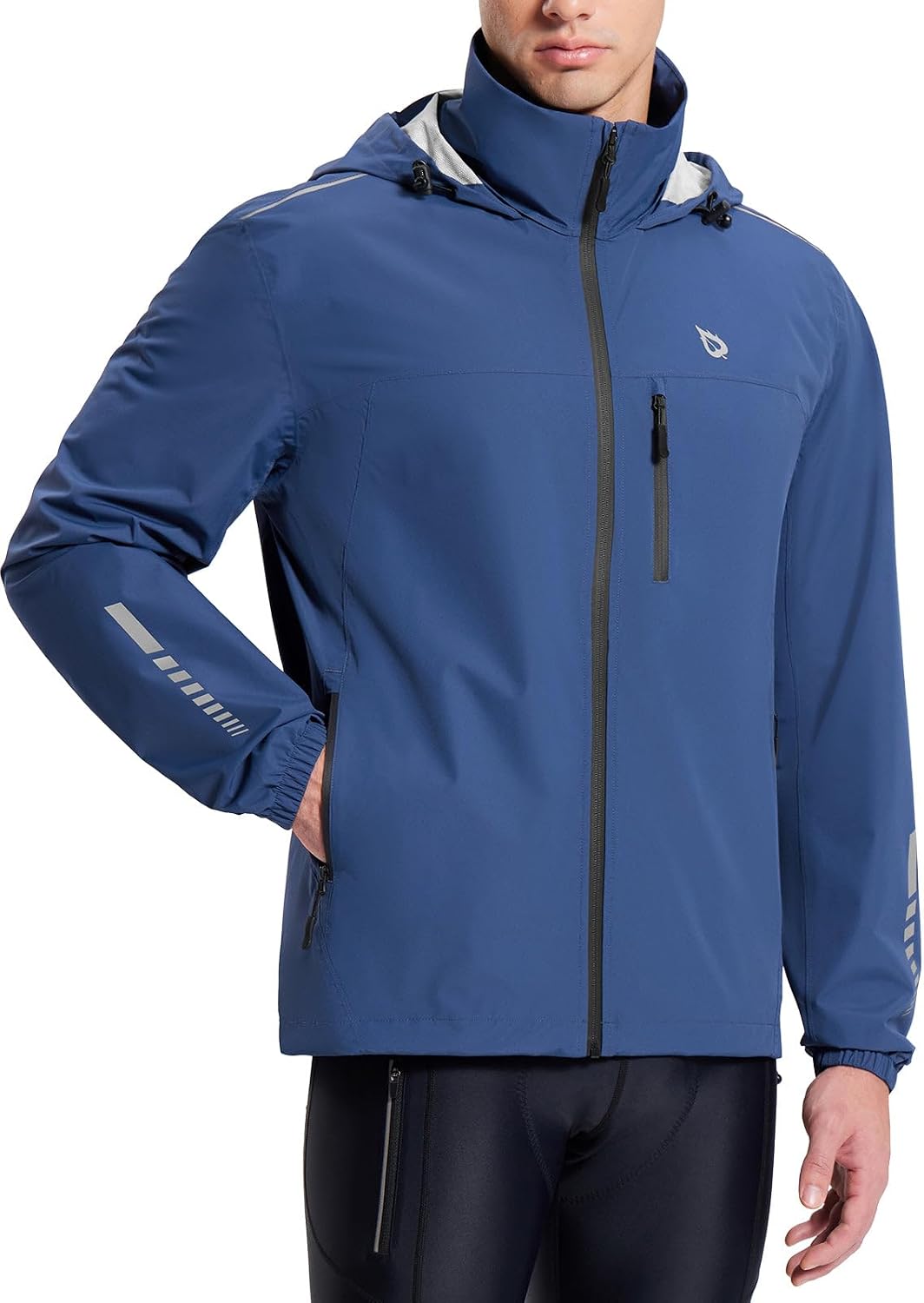 Rain Jacket Waterproof Hood Lightweight Reflective Packable image 1