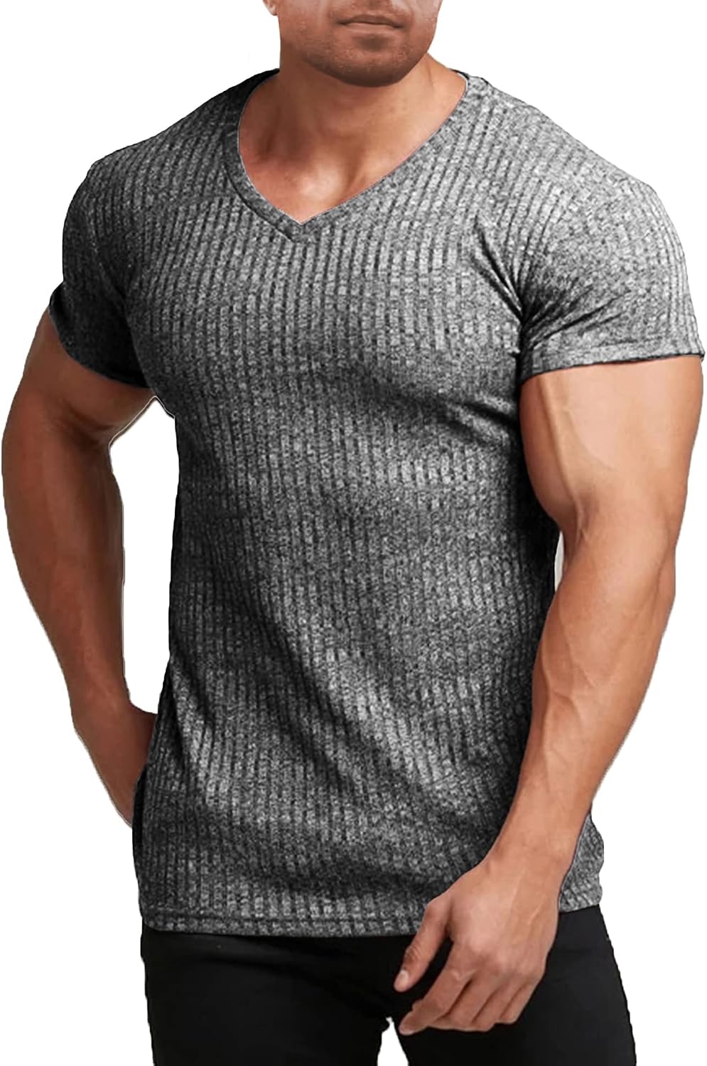 COOFANDY Muscle T Shirts Stretch Short Sleeve V Neck image 1