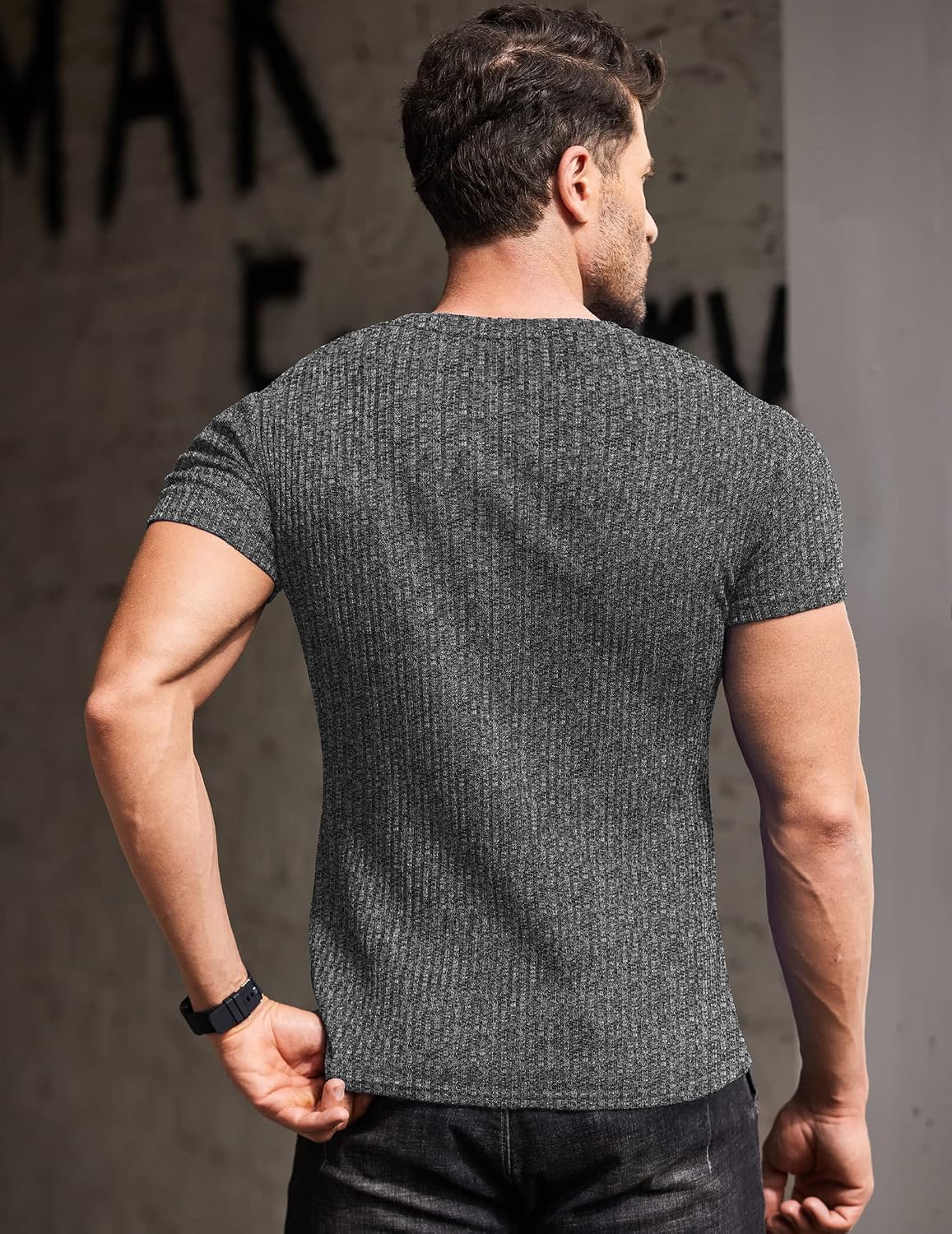 COOFANDY Muscle T Shirts Stretch Short Sleeve V Neck image 3