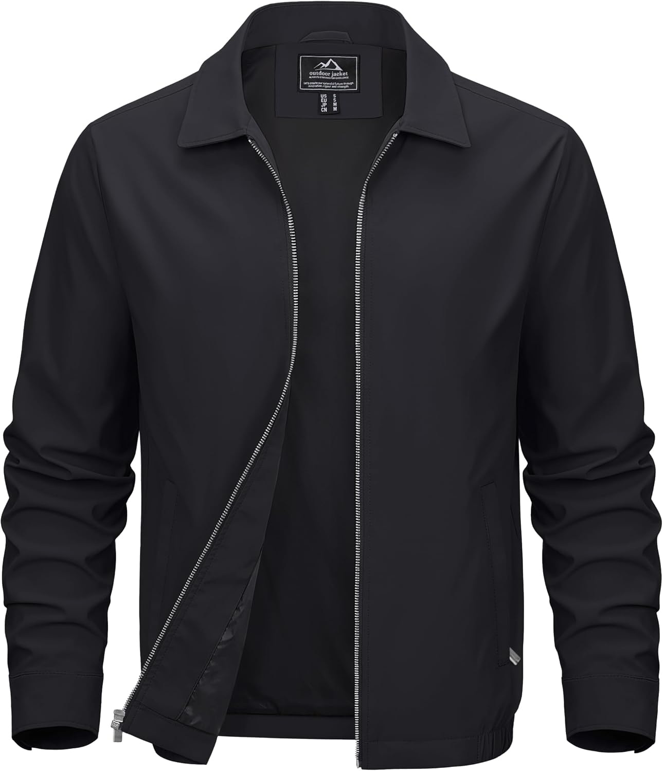 Lightweight Jackets Full Zip Up Light Coat Laydown Collar image 1