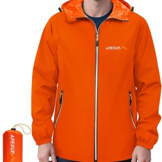 Packable Rain Jacket Men with Reflective Zipper, image 1